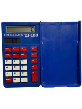 Texas Instruments TI-108 Elementary Solar Calculator Blue w/ Cover Working